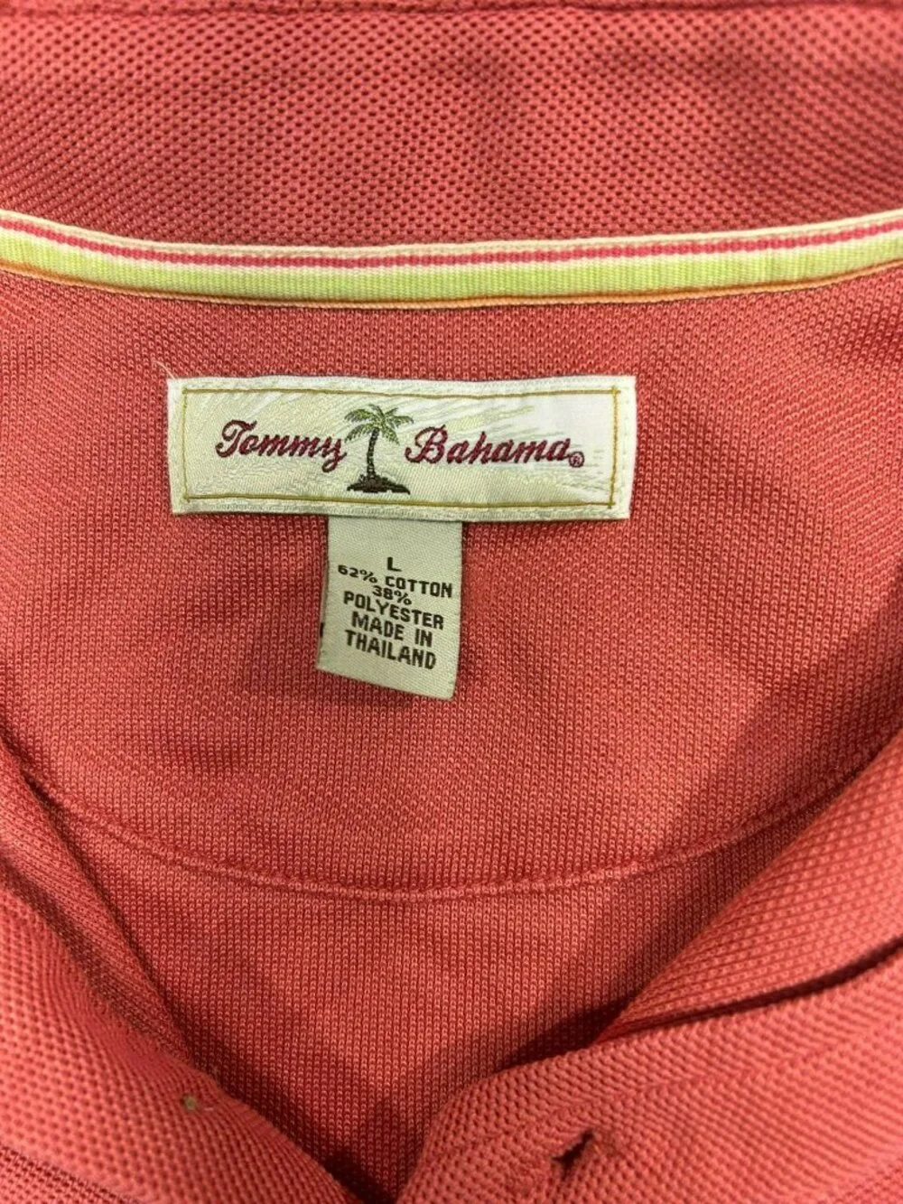 Tommy Bahama Coral Polo Shirt Embroidered Marlin Logo Mens Size L Cotton Blend - Picture 2 of 4